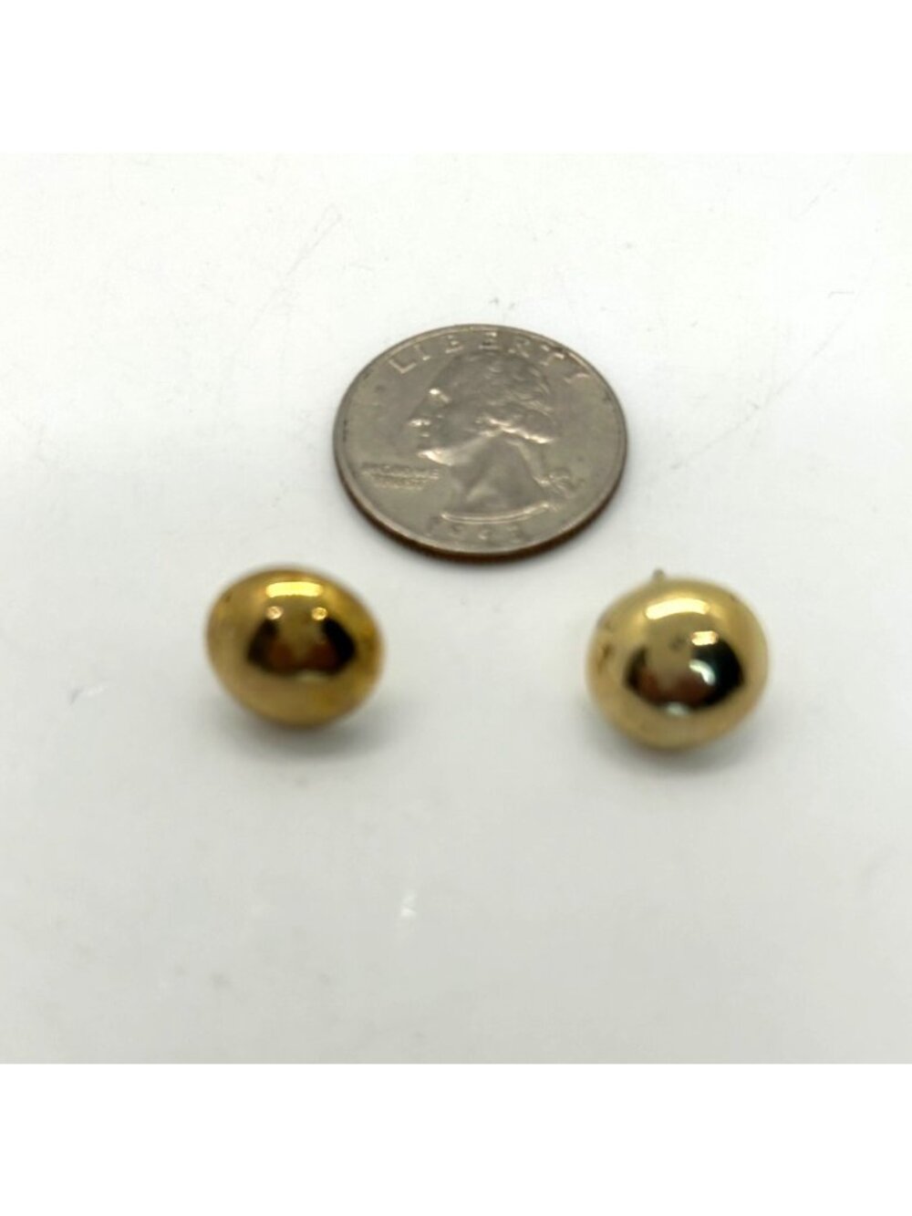 Gold Vermeil Over Sterling Silver Puffy Round Earrings 925 For Women Vintage REA - Picture 5 of 7